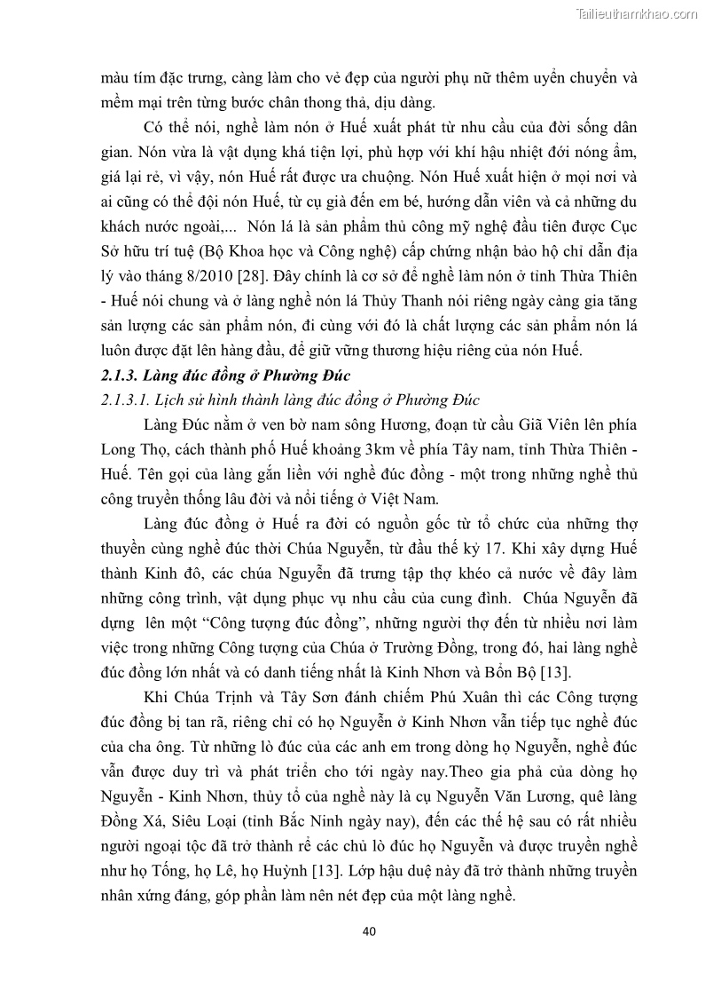 Khóa luận tốt nghiệp văn hóa du lịch Tìm hiểu một số làng nghề truyền thống tiêu biểu ở tỉnh Thừa Thiên – Huế phục vụ phát triển du lịch - 5 Trang 51