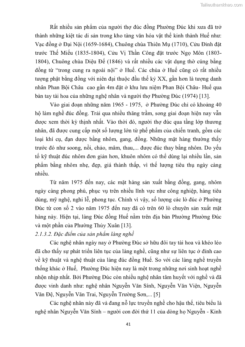 Khóa luận tốt nghiệp văn hóa du lịch Tìm hiểu một số làng nghề truyền thống tiêu biểu ở tỉnh Thừa Thiên – Huế phục vụ phát triển du lịch - 5 Trang 52