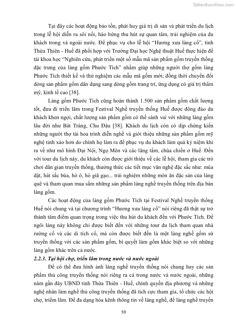 Khóa luận tốt nghiệp văn hóa du lịch Tìm hiểu một số làng nghề truyền thống tiêu biểu ở tỉnh Thừa Thiên – Huế phục vụ phát triển du lịch - 6 Trang 70