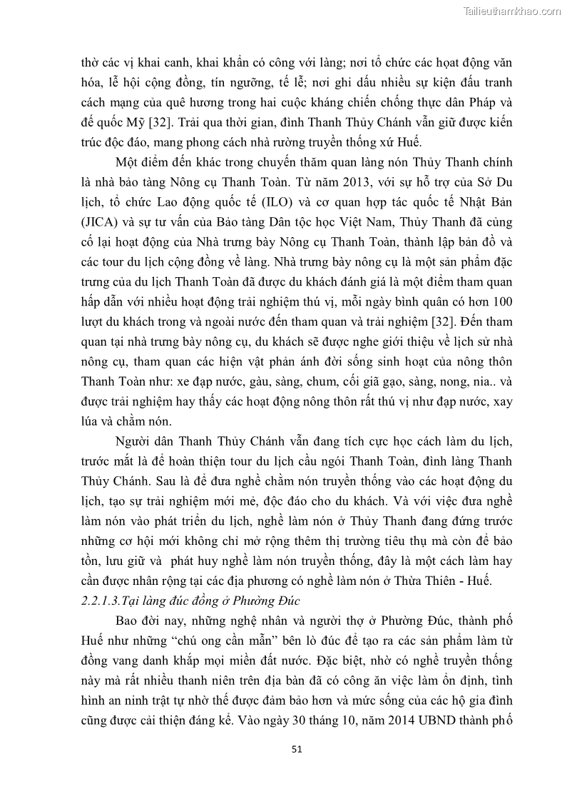 Khóa luận tốt nghiệp văn hóa du lịch Tìm hiểu một số làng nghề truyền thống tiêu biểu ở tỉnh Thừa Thiên – Huế phục vụ phát triển du lịch - 6 Trang 62