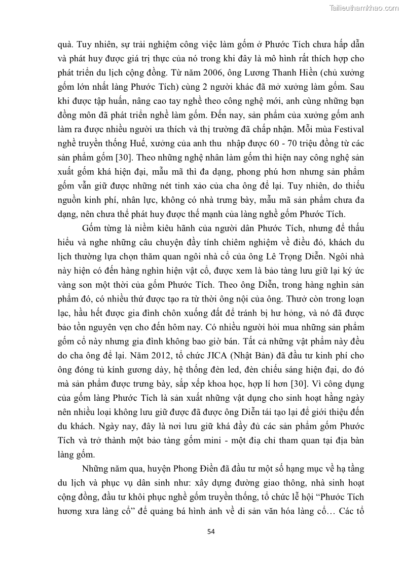 Khóa luận tốt nghiệp văn hóa du lịch Tìm hiểu một số làng nghề truyền thống tiêu biểu ở tỉnh Thừa Thiên – Huế phục vụ phát triển du lịch - 6 Trang 65