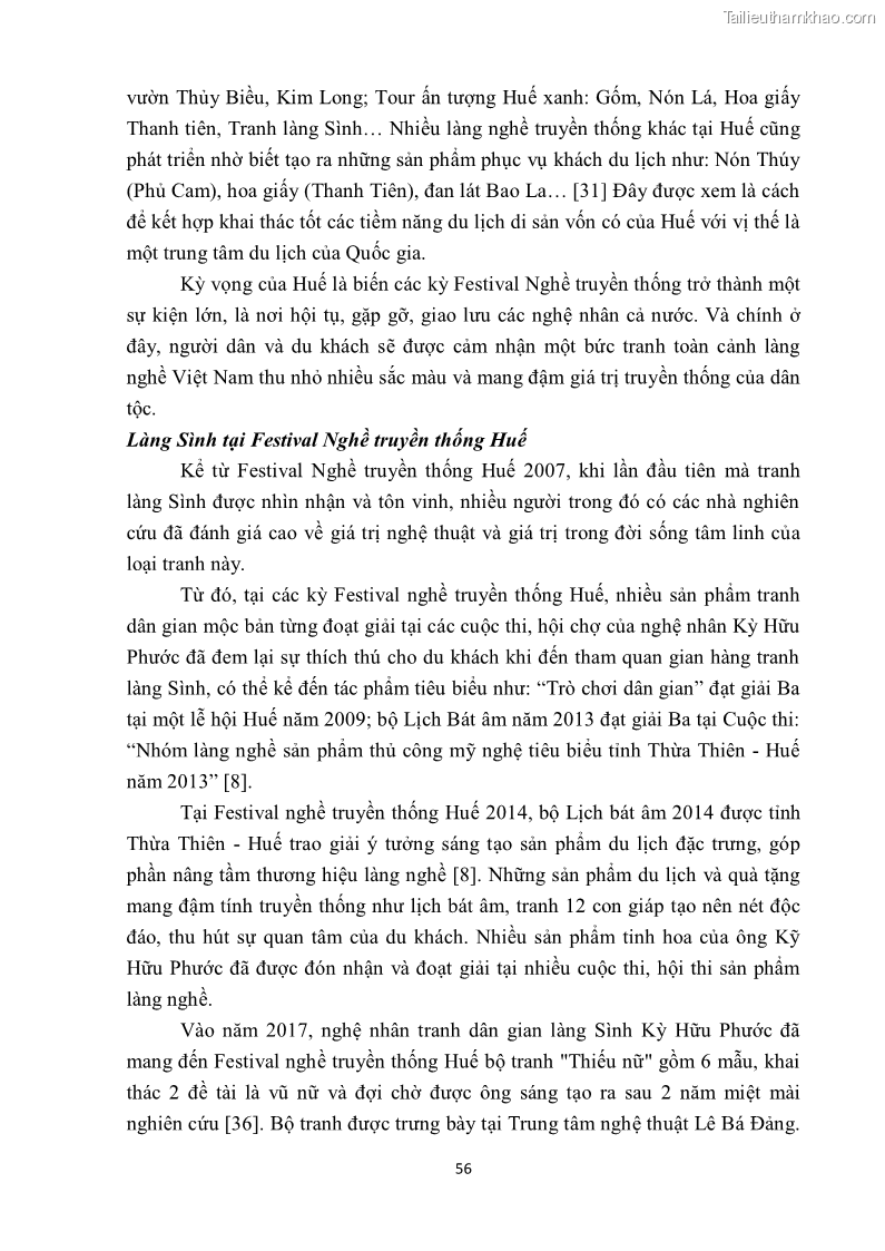 Khóa luận tốt nghiệp văn hóa du lịch Tìm hiểu một số làng nghề truyền thống tiêu biểu ở tỉnh Thừa Thiên – Huế phục vụ phát triển du lịch - 6 Trang 67