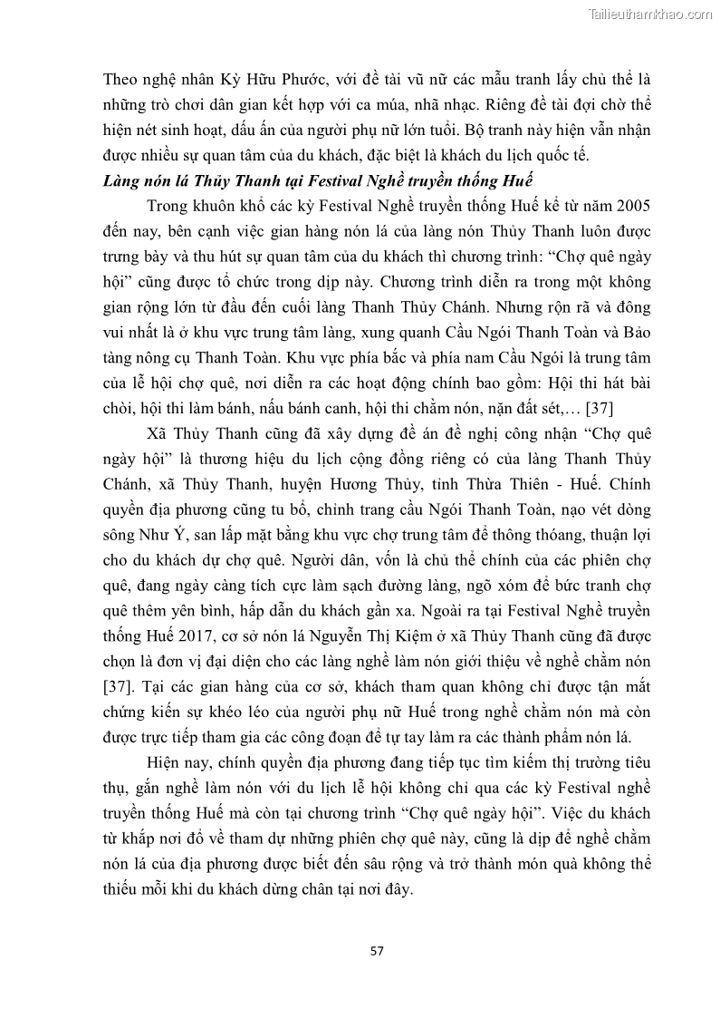 Khóa luận tốt nghiệp văn hóa du lịch Tìm hiểu một số làng nghề truyền thống tiêu biểu ở tỉnh Thừa Thiên – Huế phục vụ phát triển du lịch - 6 Trang 68