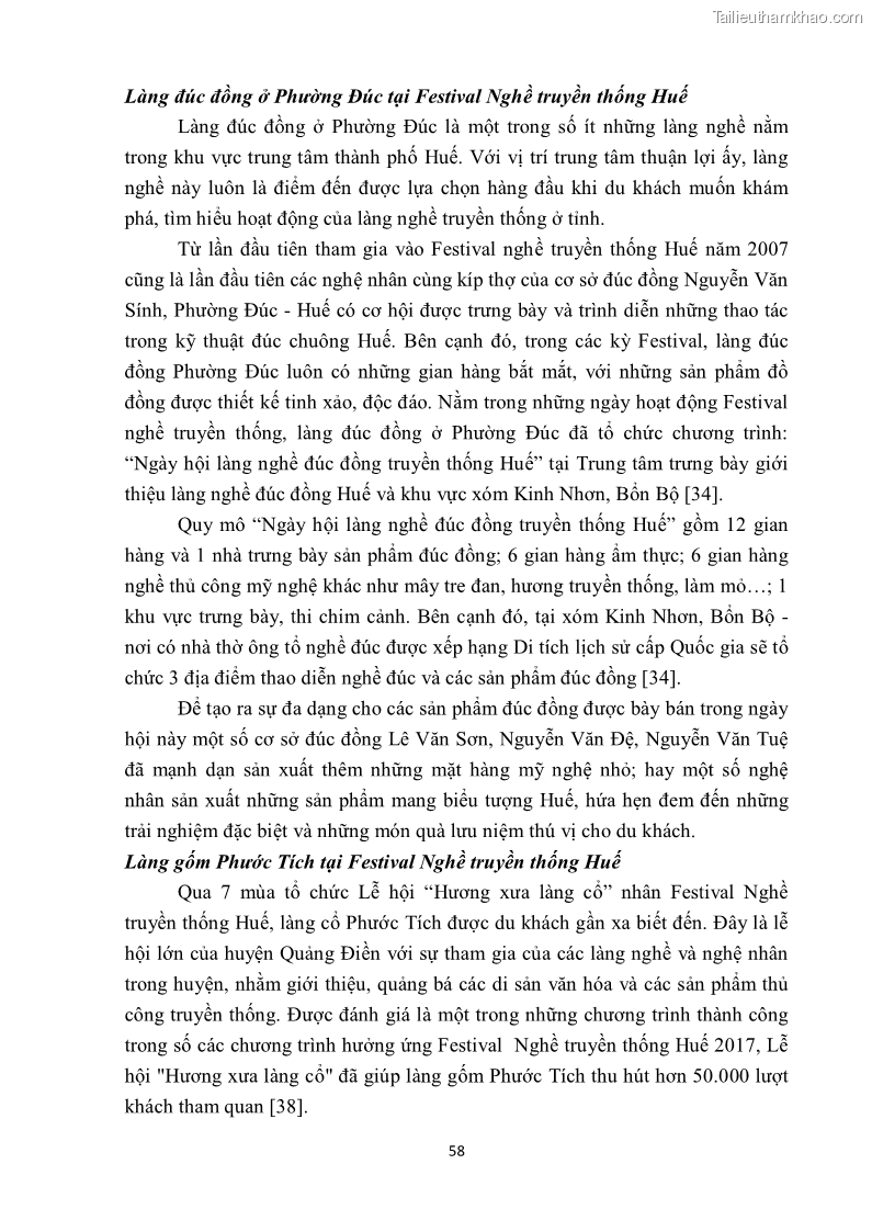 Khóa luận tốt nghiệp văn hóa du lịch Tìm hiểu một số làng nghề truyền thống tiêu biểu ở tỉnh Thừa Thiên – Huế phục vụ phát triển du lịch - 6 Trang 69