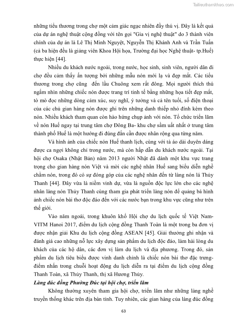 Khóa luận tốt nghiệp văn hóa du lịch Tìm hiểu một số làng nghề truyền thống tiêu biểu ở tỉnh Thừa Thiên – Huế phục vụ phát triển du lịch - 7 Trang 74