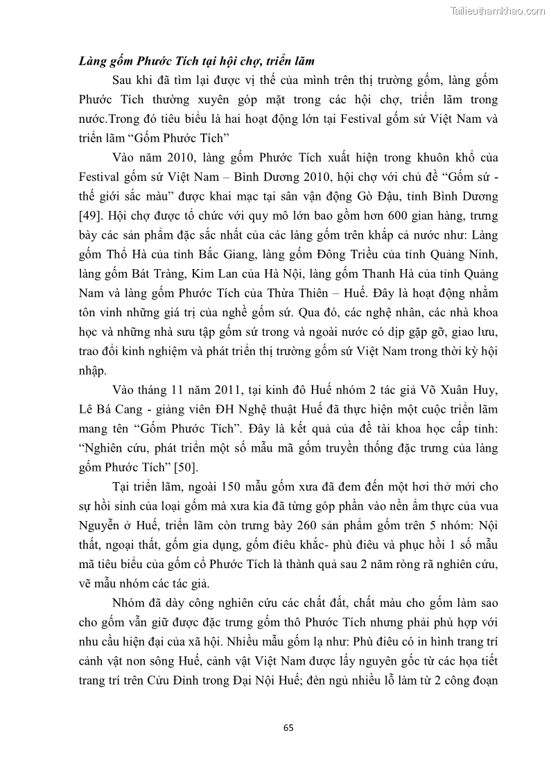 Khóa luận tốt nghiệp văn hóa du lịch Tìm hiểu một số làng nghề truyền thống tiêu biểu ở tỉnh Thừa Thiên – Huế phục vụ phát triển du lịch - 7 Trang 76