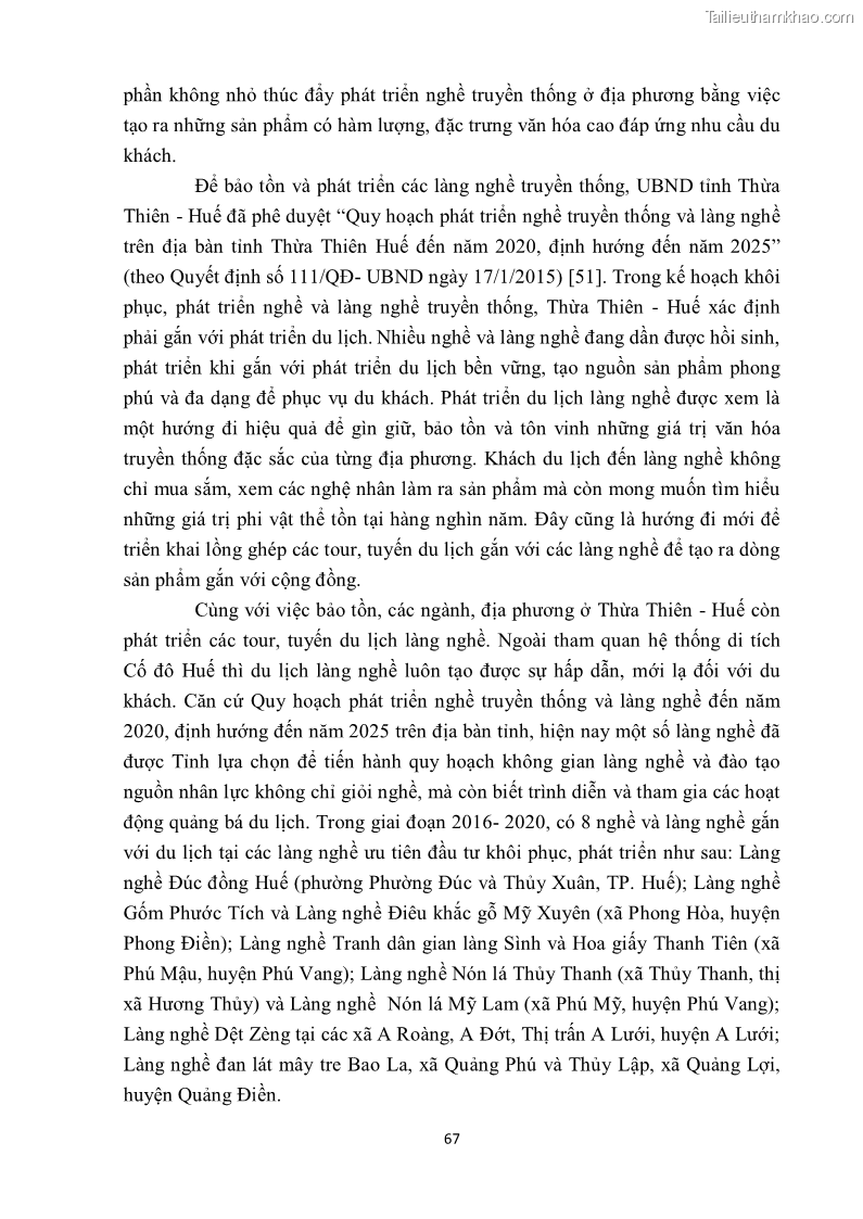 Khóa luận tốt nghiệp văn hóa du lịch Tìm hiểu một số làng nghề truyền thống tiêu biểu ở tỉnh Thừa Thiên – Huế phục vụ phát triển du lịch - 7 Trang 78