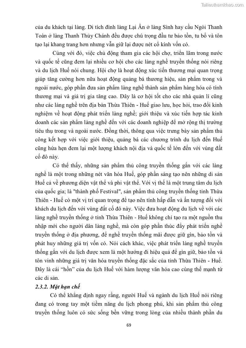 Khóa luận tốt nghiệp văn hóa du lịch Tìm hiểu một số làng nghề truyền thống tiêu biểu ở tỉnh Thừa Thiên – Huế phục vụ phát triển du lịch - 7 Trang 80