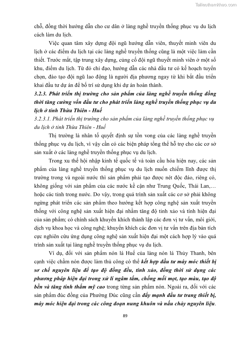 Khóa luận tốt nghiệp văn hóa du lịch Tìm hiểu một số làng nghề truyền thống tiêu biểu ở tỉnh Thừa Thiên – Huế phục vụ phát triển du lịch - 9 Trang 100