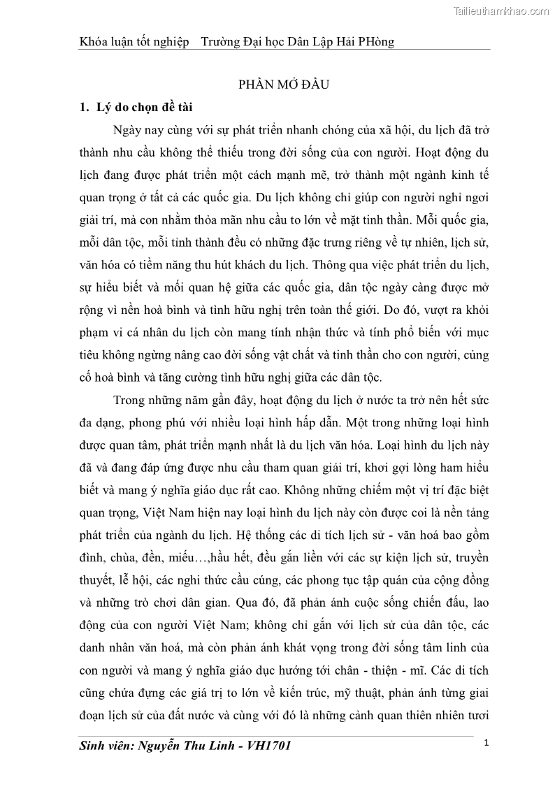 Khóa luận tốt nghiệp văn hóa du lịch Tìm hiểu thực trạng và đề xuất giải pháp khai thác phát triển du lịch đối với Tháp Bà - Lễ hội Tháp Bà ở Nha Trang - 1 Trang 11