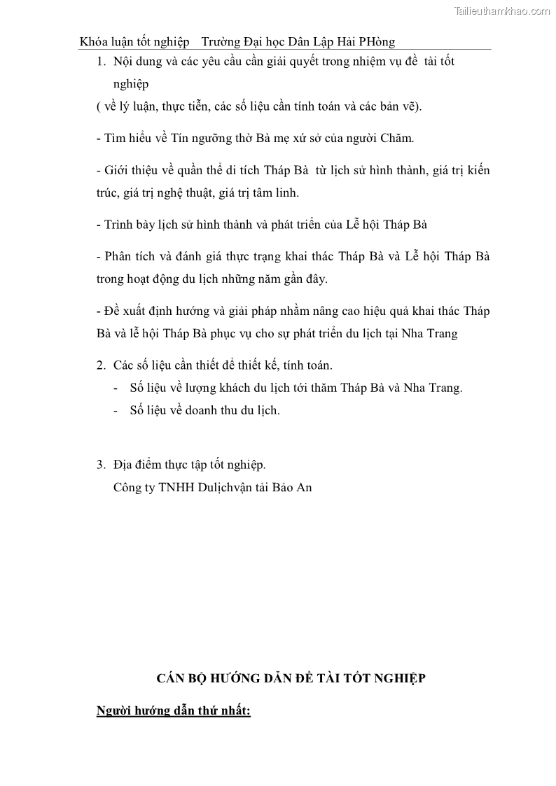 Khóa luận tốt nghiệp văn hóa du lịch Tìm hiểu thực trạng và đề xuất giải pháp khai thác phát triển du lịch đối với Tháp Bà - Lễ hội Tháp Bà ở Nha Trang - 1 Trang 4