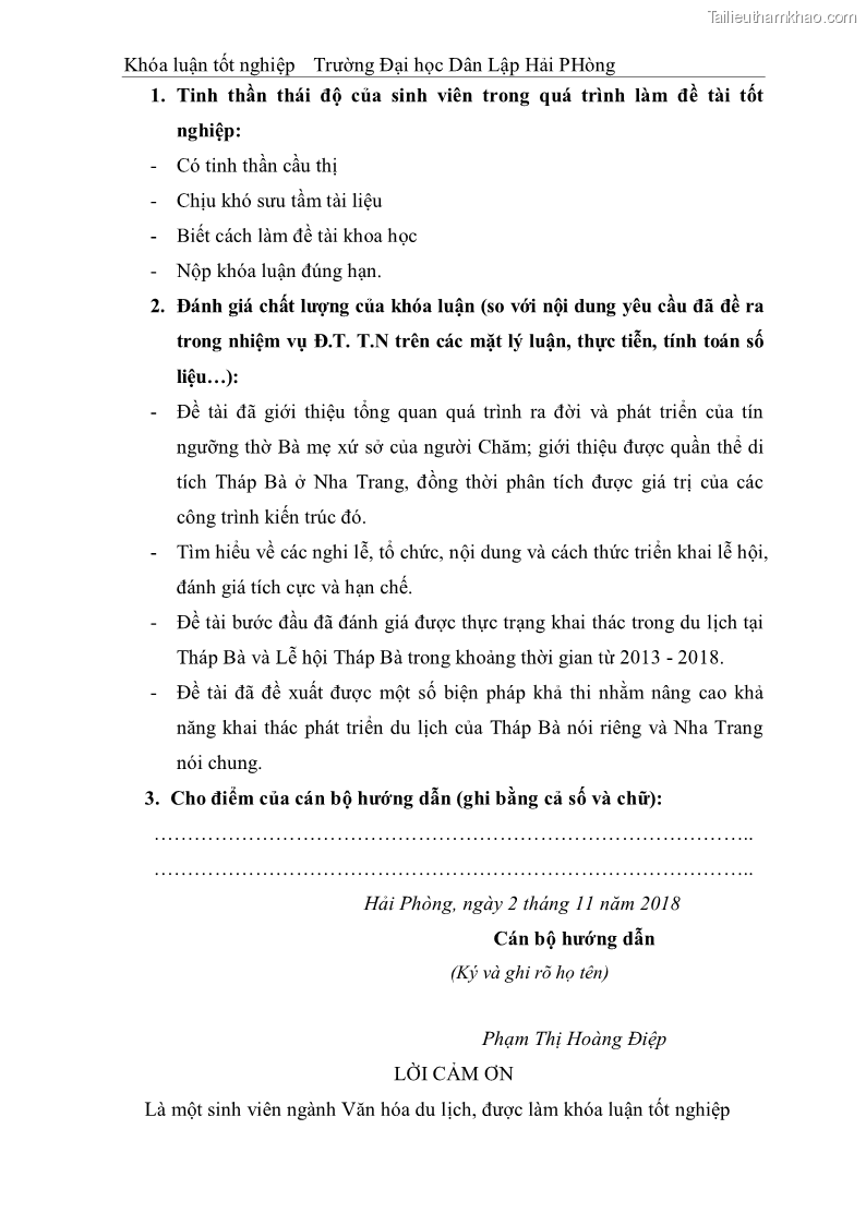 Khóa luận tốt nghiệp văn hóa du lịch Tìm hiểu thực trạng và đề xuất giải pháp khai thác phát triển du lịch đối với Tháp Bà - Lễ hội Tháp Bà ở Nha Trang - 1 Trang 6