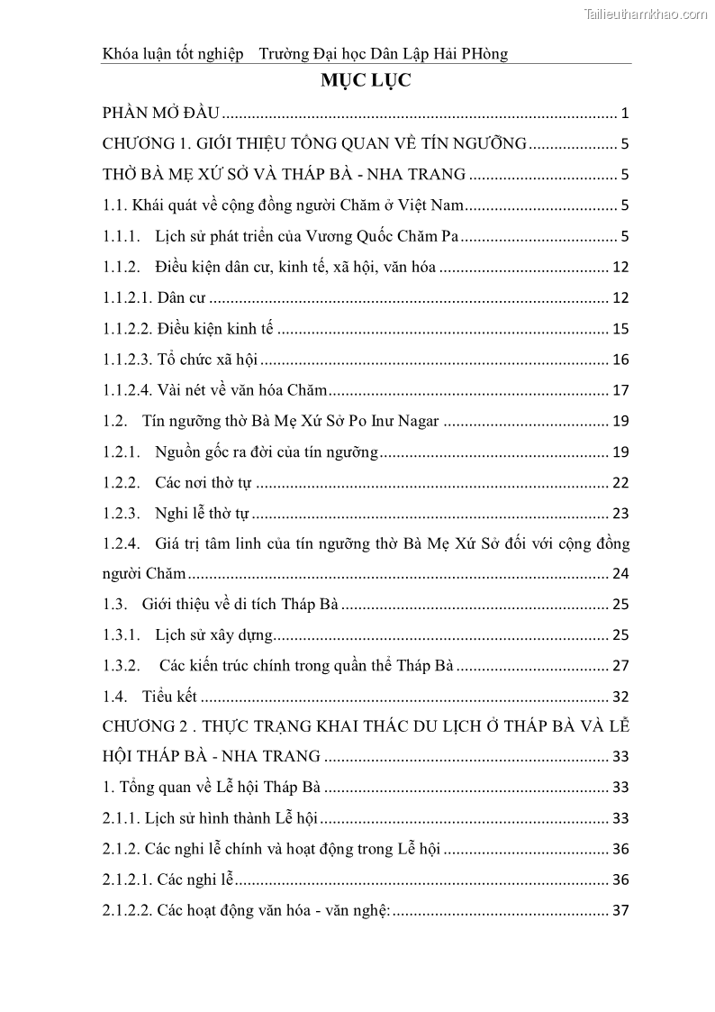 Khóa luận tốt nghiệp văn hóa du lịch Tìm hiểu thực trạng và đề xuất giải pháp khai thác phát triển du lịch đối với Tháp Bà - Lễ hội Tháp Bà ở Nha Trang - 1 Trang 8