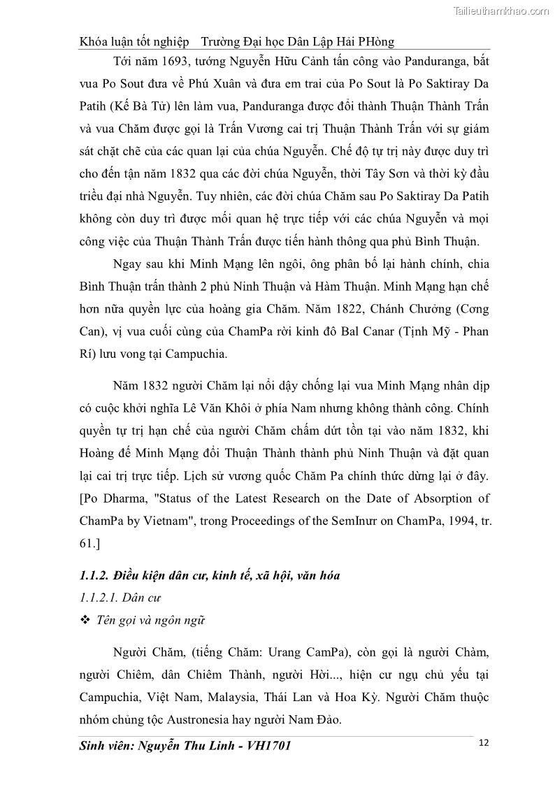 Khóa luận tốt nghiệp văn hóa du lịch Tìm hiểu thực trạng và đề xuất giải pháp khai thác phát triển du lịch đối với Tháp Bà - Lễ hội Tháp Bà ở Nha Trang - 2 Trang 22