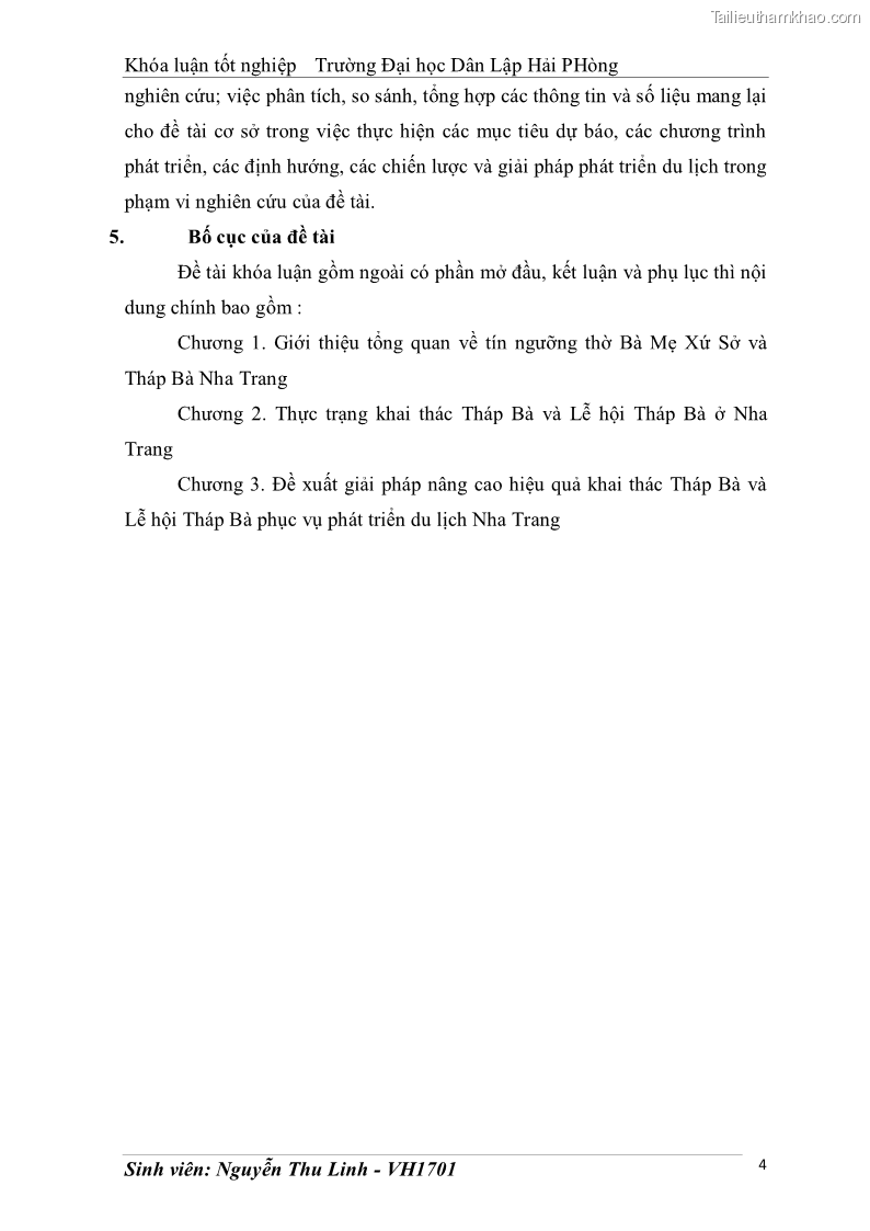 Khóa luận tốt nghiệp văn hóa du lịch Tìm hiểu thực trạng và đề xuất giải pháp khai thác phát triển du lịch đối với Tháp Bà - Lễ hội Tháp Bà ở Nha Trang - 2 Trang 14