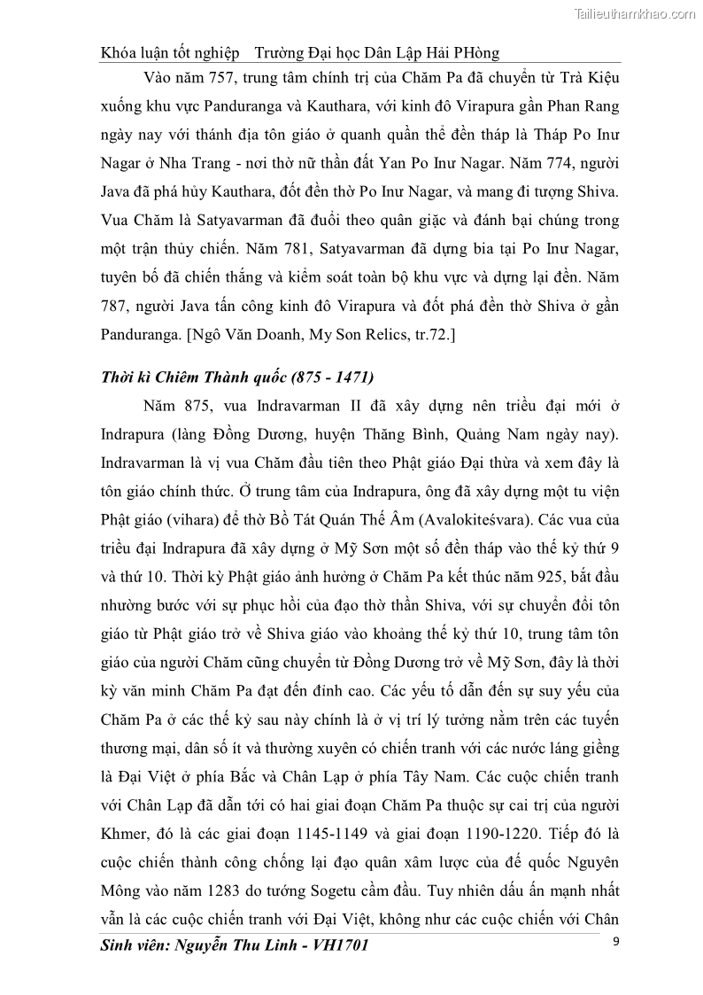 Khóa luận tốt nghiệp văn hóa du lịch Tìm hiểu thực trạng và đề xuất giải pháp khai thác phát triển du lịch đối với Tháp Bà - Lễ hội Tháp Bà ở Nha Trang - 2 Trang 19