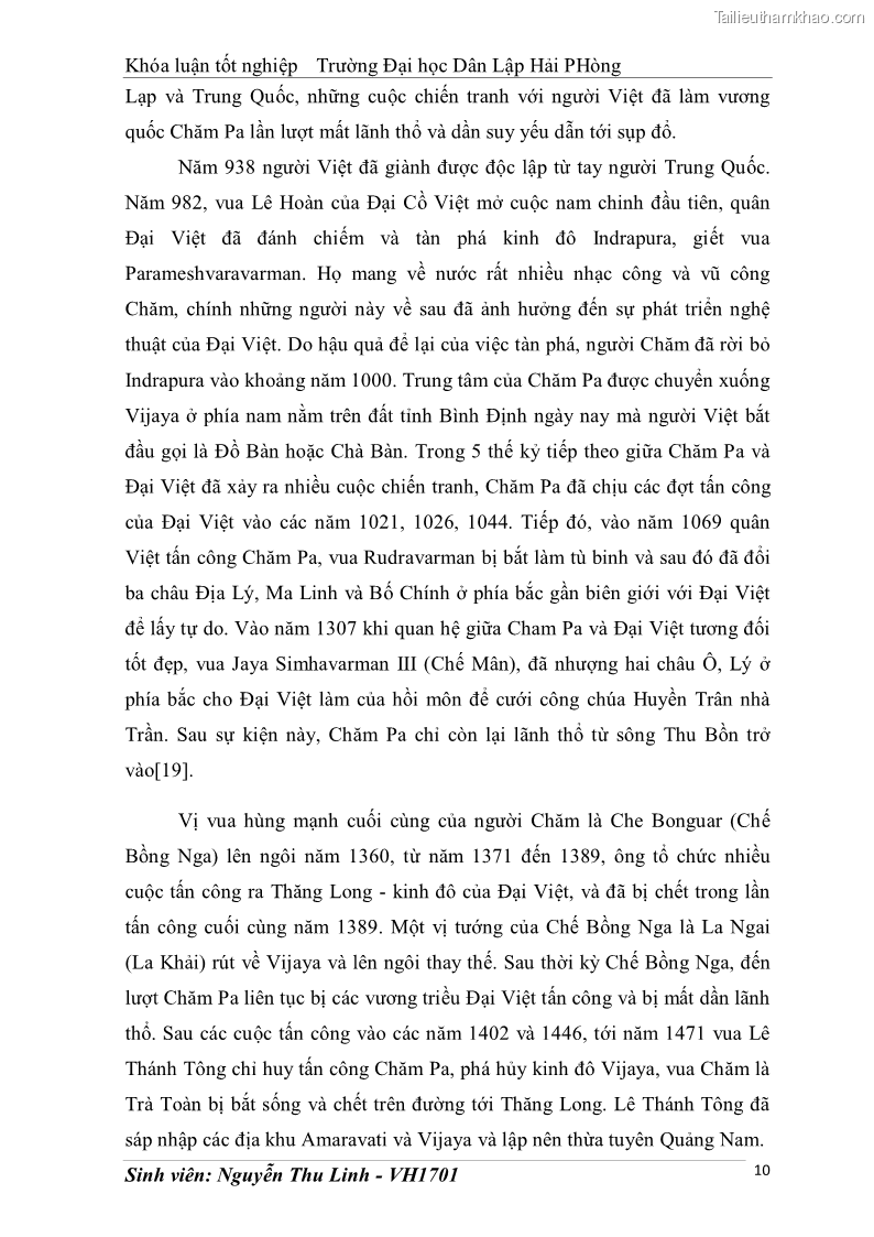 Khóa luận tốt nghiệp văn hóa du lịch Tìm hiểu thực trạng và đề xuất giải pháp khai thác phát triển du lịch đối với Tháp Bà - Lễ hội Tháp Bà ở Nha Trang - 2 Trang 20