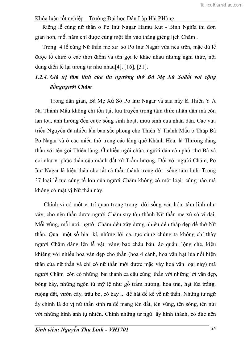 Khóa luận tốt nghiệp văn hóa du lịch Tìm hiểu thực trạng và đề xuất giải pháp khai thác phát triển du lịch đối với Tháp Bà - Lễ hội Tháp Bà ở Nha Trang - 3 Trang 34