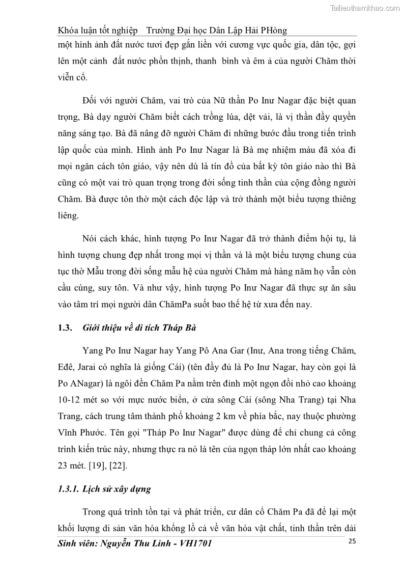 Khóa luận tốt nghiệp văn hóa du lịch Tìm hiểu thực trạng và đề xuất giải pháp khai thác phát triển du lịch đối với Tháp Bà - Lễ hội Tháp Bà ở Nha Trang - 3 Trang 35