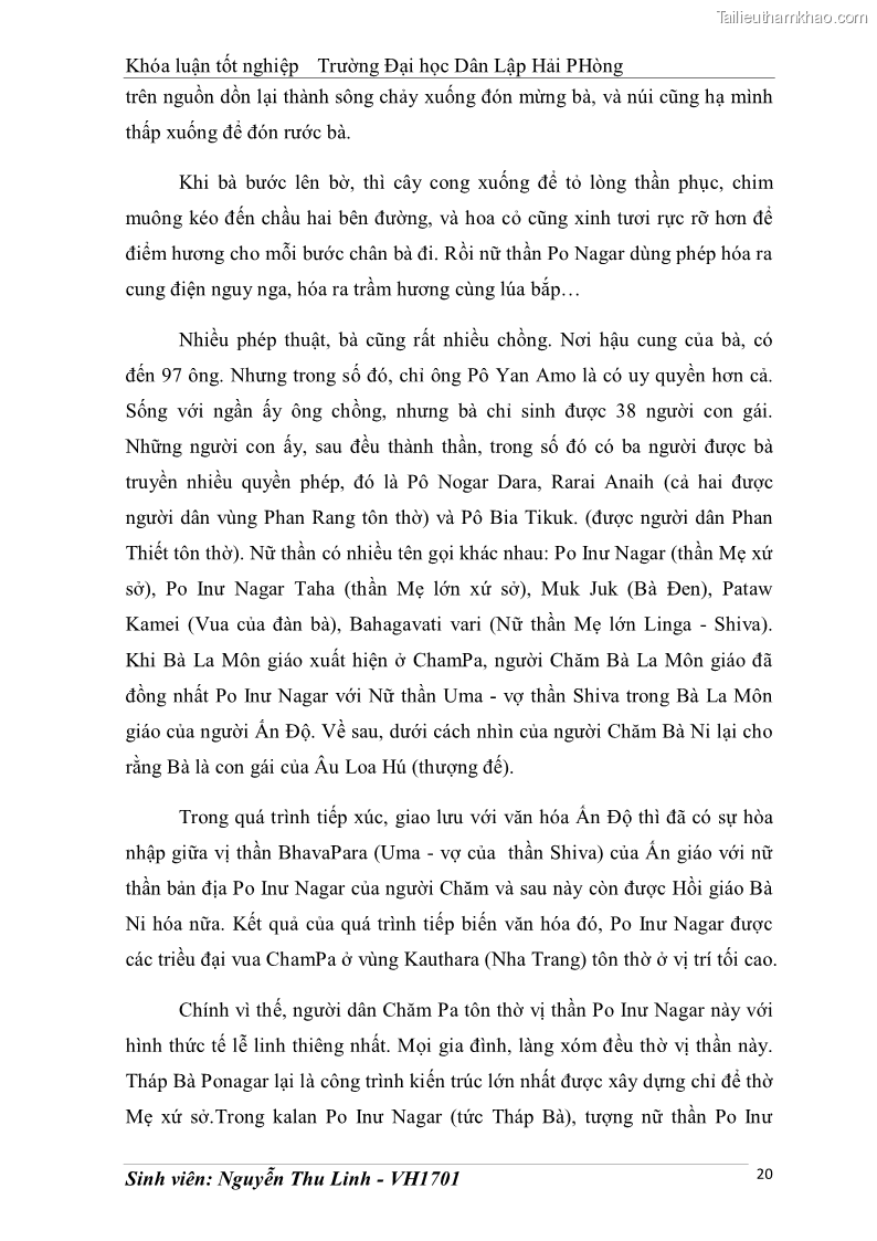 Khóa luận tốt nghiệp văn hóa du lịch Tìm hiểu thực trạng và đề xuất giải pháp khai thác phát triển du lịch đối với Tháp Bà - Lễ hội Tháp Bà ở Nha Trang - 3 Trang 30