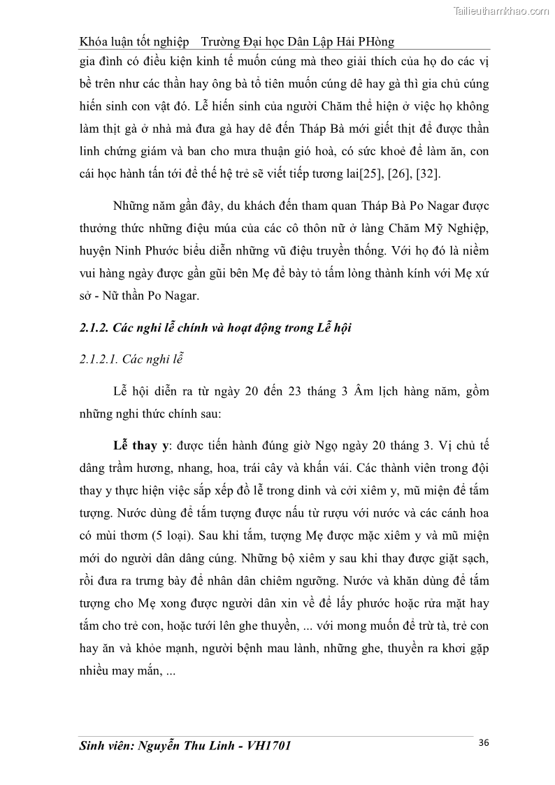 Khóa luận tốt nghiệp văn hóa du lịch Tìm hiểu thực trạng và đề xuất giải pháp khai thác phát triển du lịch đối với Tháp Bà - Lễ hội Tháp Bà ở Nha Trang - 4 Trang 46