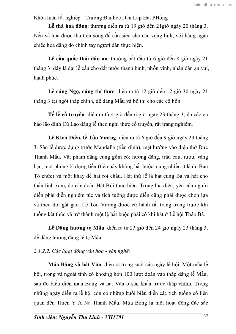 Khóa luận tốt nghiệp văn hóa du lịch Tìm hiểu thực trạng và đề xuất giải pháp khai thác phát triển du lịch đối với Tháp Bà - Lễ hội Tháp Bà ở Nha Trang - 4 Trang 47
