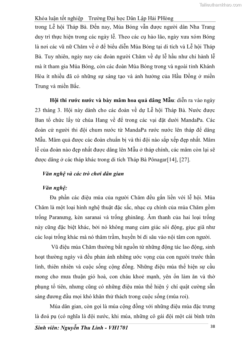 Khóa luận tốt nghiệp văn hóa du lịch Tìm hiểu thực trạng và đề xuất giải pháp khai thác phát triển du lịch đối với Tháp Bà - Lễ hội Tháp Bà ở Nha Trang - 4 Trang 48