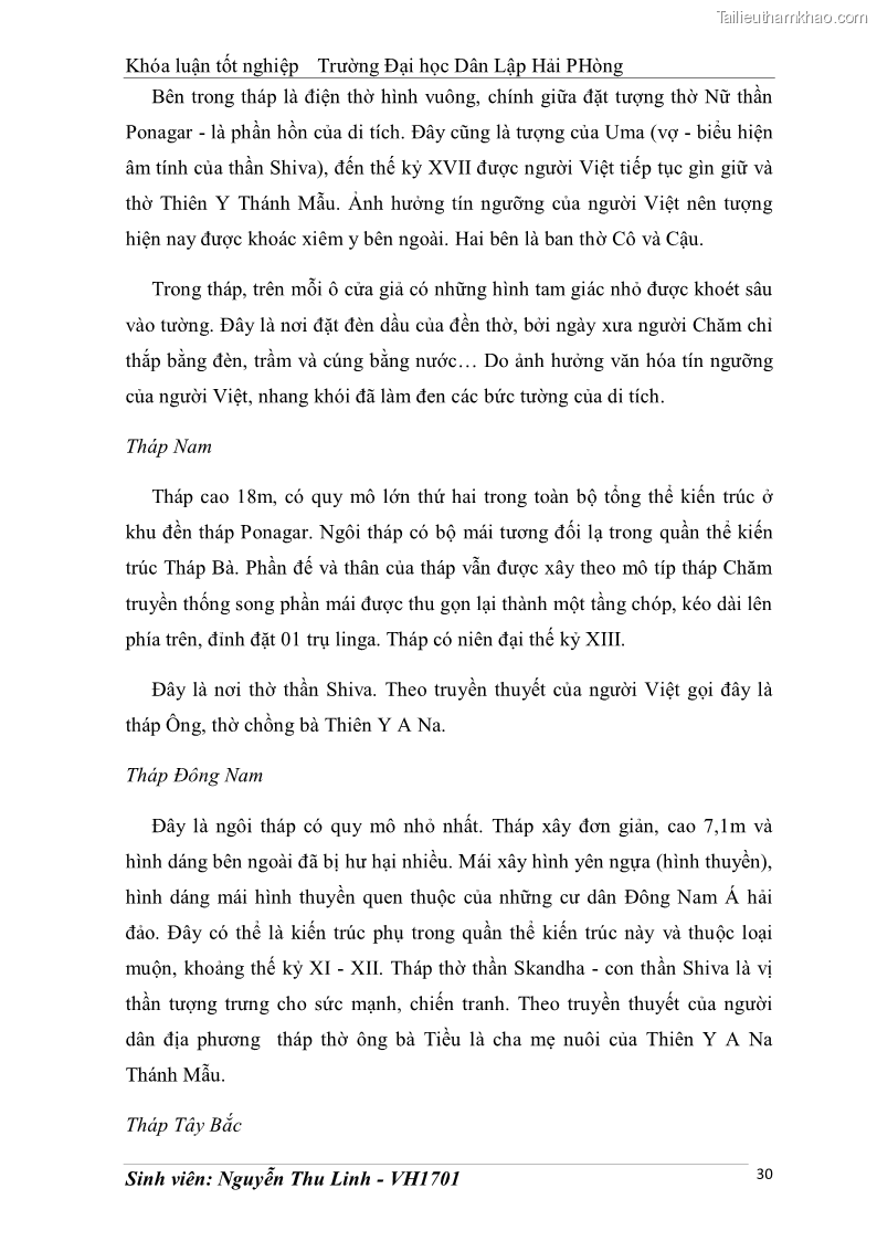 Khóa luận tốt nghiệp văn hóa du lịch Tìm hiểu thực trạng và đề xuất giải pháp khai thác phát triển du lịch đối với Tháp Bà - Lễ hội Tháp Bà ở Nha Trang - 4 Trang 40