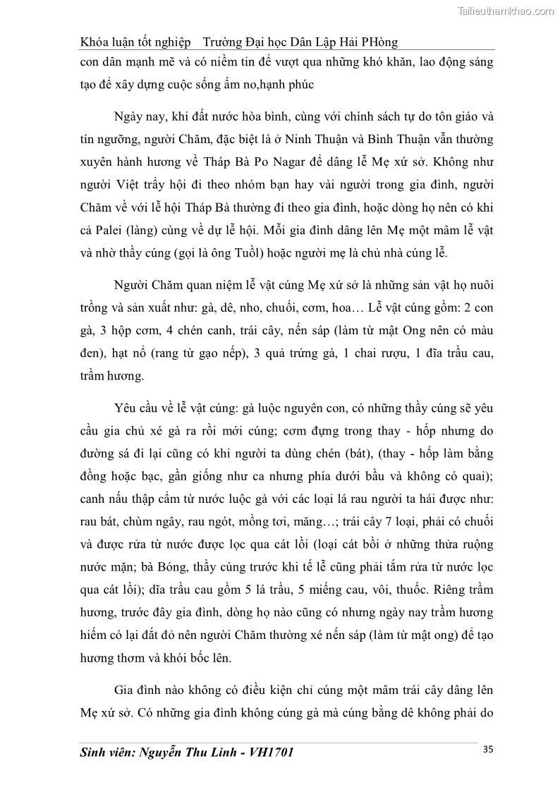 Khóa luận tốt nghiệp văn hóa du lịch Tìm hiểu thực trạng và đề xuất giải pháp khai thác phát triển du lịch đối với Tháp Bà - Lễ hội Tháp Bà ở Nha Trang - 4 Trang 45