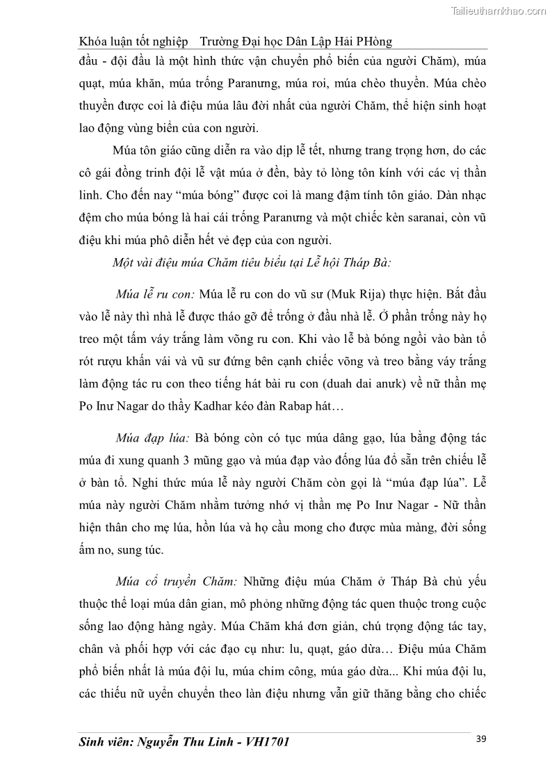 Khóa luận tốt nghiệp văn hóa du lịch Tìm hiểu thực trạng và đề xuất giải pháp khai thác phát triển du lịch đối với Tháp Bà - Lễ hội Tháp Bà ở Nha Trang - 5 Trang 49