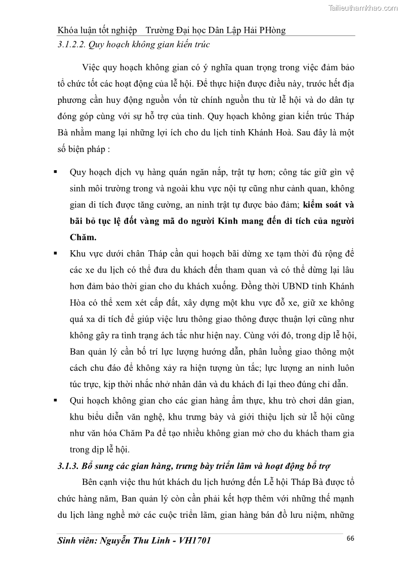Khóa luận tốt nghiệp văn hóa du lịch Tìm hiểu thực trạng và đề xuất giải pháp khai thác phát triển du lịch đối với Tháp Bà - Lễ hội Tháp Bà ở Nha Trang - 7 Trang 76