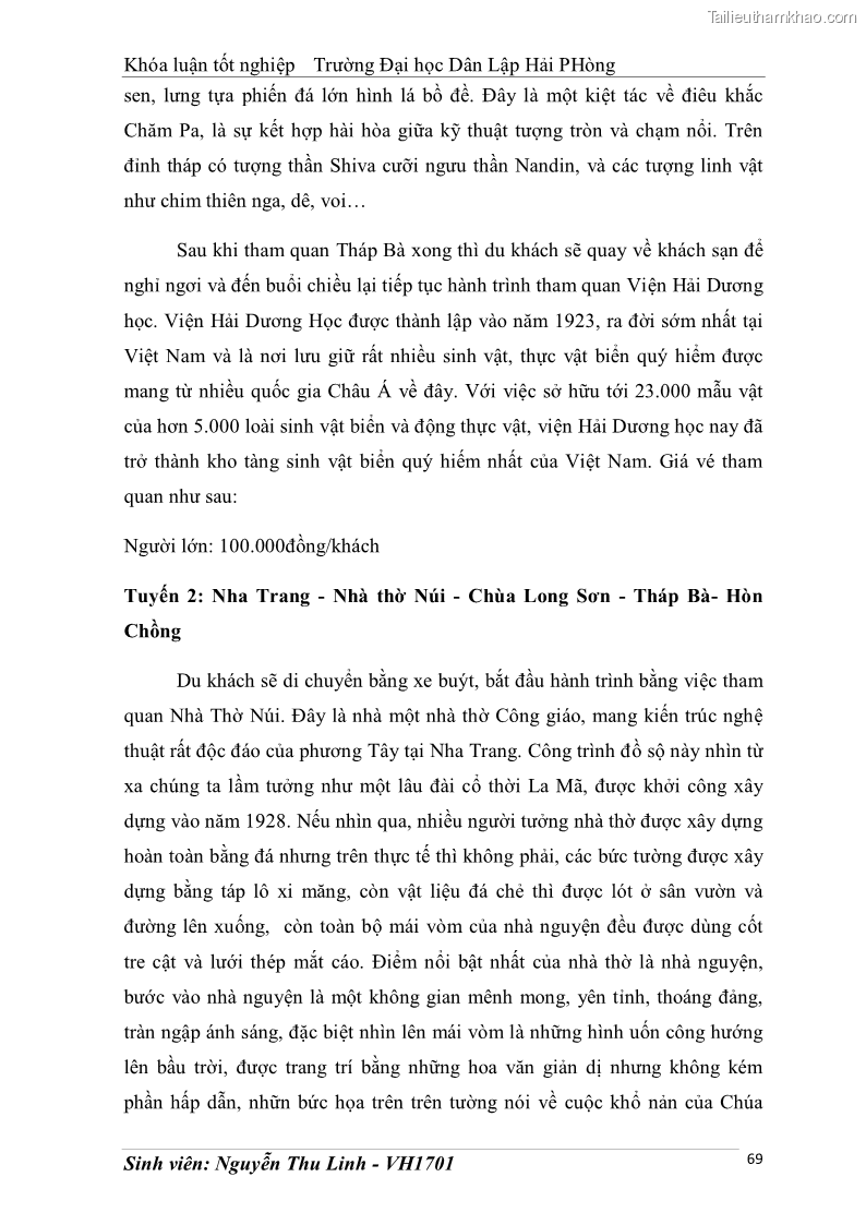 Khóa luận tốt nghiệp văn hóa du lịch Tìm hiểu thực trạng và đề xuất giải pháp khai thác phát triển du lịch đối với Tháp Bà - Lễ hội Tháp Bà ở Nha Trang - 7 Trang 79
