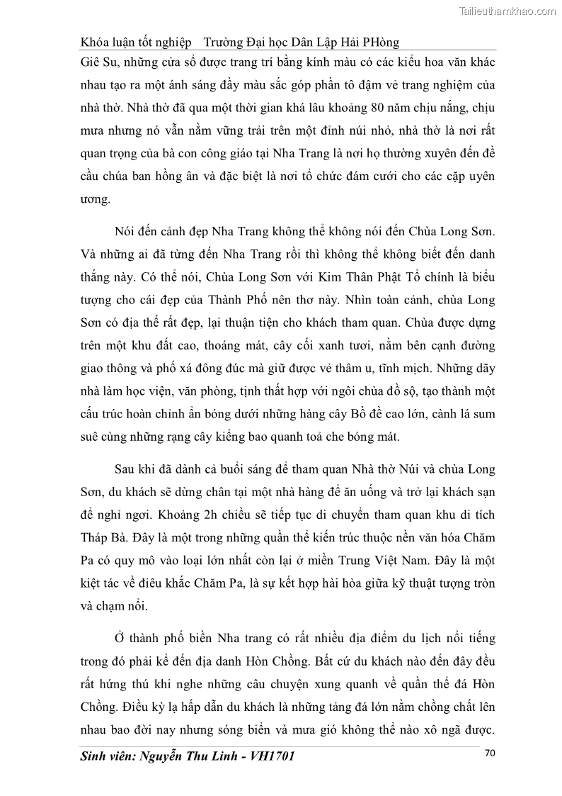 Khóa luận tốt nghiệp văn hóa du lịch Tìm hiểu thực trạng và đề xuất giải pháp khai thác phát triển du lịch đối với Tháp Bà - Lễ hội Tháp Bà ở Nha Trang - 7 Trang 80