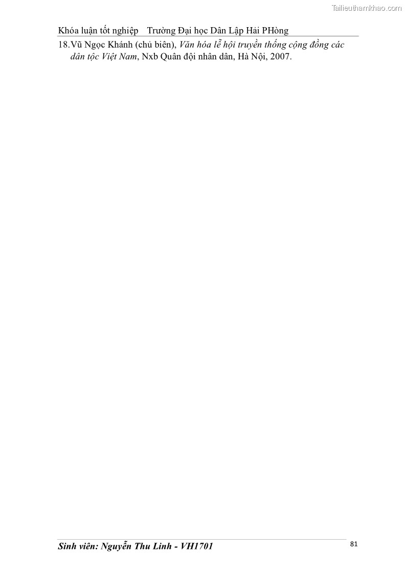 Khóa luận tốt nghiệp văn hóa du lịch Tìm hiểu thực trạng và đề xuất giải pháp khai thác phát triển du lịch đối với Tháp Bà - Lễ hội Tháp Bà ở Nha Trang - 8 Trang 91