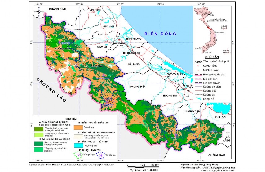 Hình 2 7 Bản đồ thảm thực vật các huyện miền núi khu vực Trị Thiên 69 1