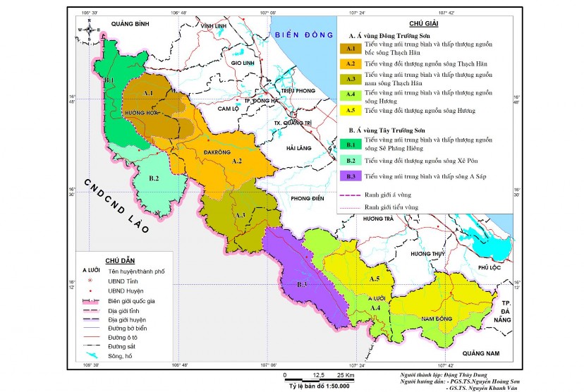 Hình 2 8 Bản đồ phân vùng ĐLTN cho PTDL các huyện miền núi khu vực Trị Thiên 1