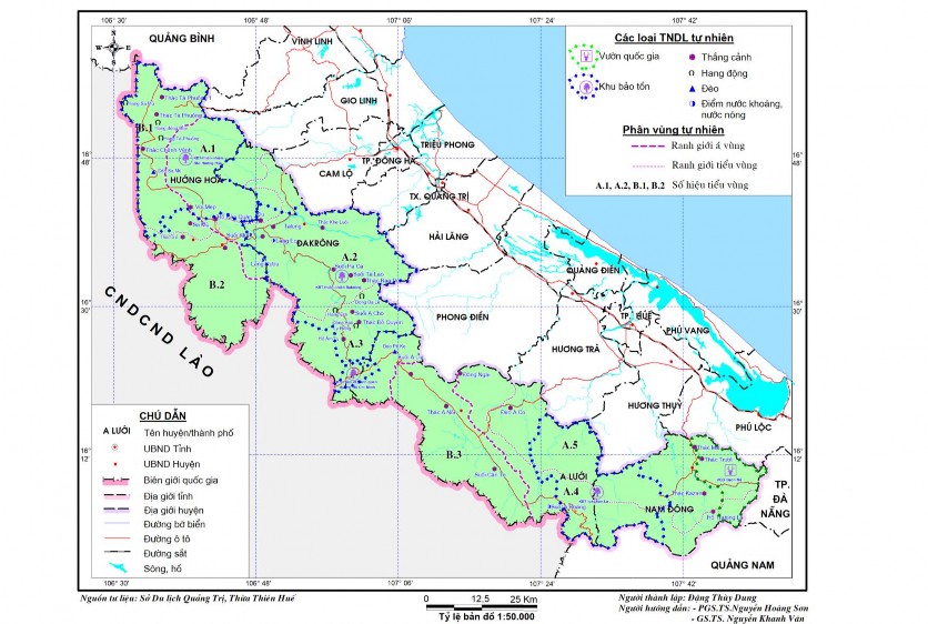 Hình 2 9 Bản đồ TNDL tự nhiên các huyện miền núi khu vực Trị Thiên Hình 1