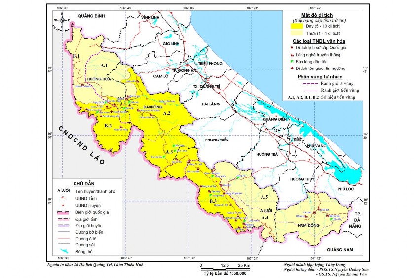 Hình 2 10 Bản đồ TNDL văn hóa các huyện miền núi khu vực Trị Thiên 2