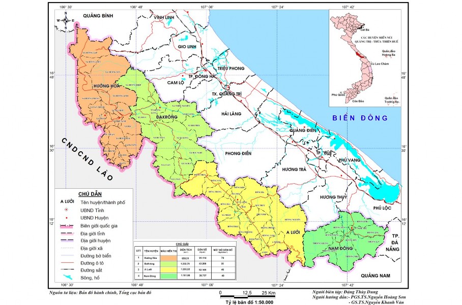 Hình 2 1 Bản đồ vị trí hành chính các huyện miền núi khu vực Trị Thiên 1