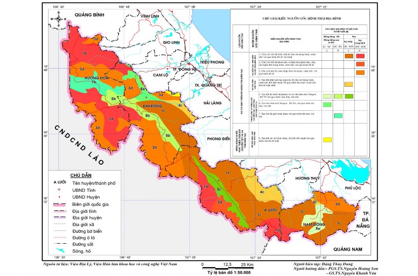 Hình 2 3 Bản đồ phân kiểu địa hình các huyện miền núi khu vực Trị Thiên 3