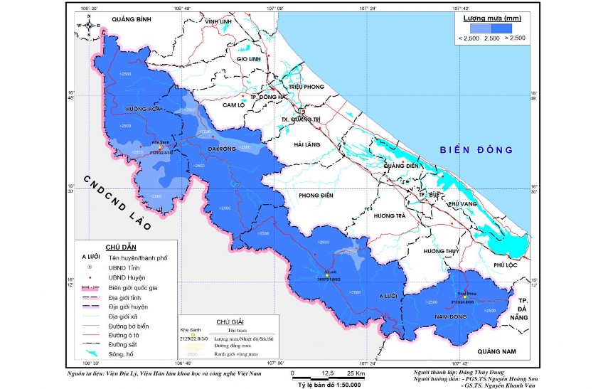 Hình 2 5 Bản đồ phân bố tổng lượng mưa trung bình năm các huyện miền núi 2