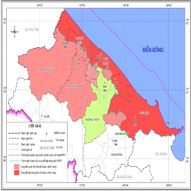 Bản đồ các bãi tắm của Thừa Thiên Huế Nguồn Quyết định số 628 QĐ UBND 1