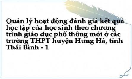 Quản lý hoạt động đánh giá kết quả học tập của học sinh theo chương trình giáo dục phổ thông mới ở các trường THPT huyện Hưng Hà, tỉnh Thái Bình