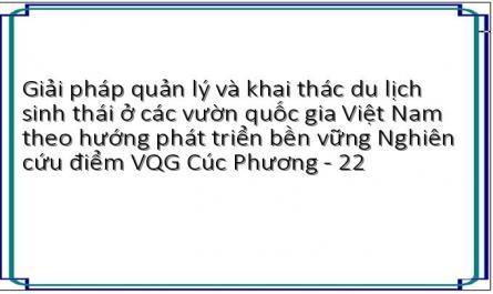 Giải pháp quản lý và khai thác du lịch sinh thái ở các vườn quốc gia Việt Nam theo hướng phát triển bền vững Nghiên cứu điểm VQG Cúc Phương - 22
