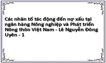 Các nhân tố tác động đến nợ xấu tại Ngân hàng Nông nghiệp và Phát triển Nông thôn Việt Nam - Hồ Nguyễn Phương Thúy