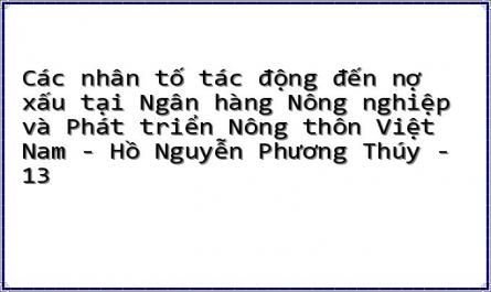 Các nhân tố tác động đến nợ xấu tại Ngân hàng Nông nghiệp và Phát triển Nông thôn Việt Nam - Hồ Nguyễn Phương Thúy - 13