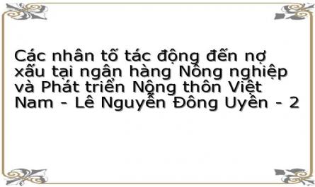 Các nhân tố tác động đến nợ xấu tại Ngân hàng Nông nghiệp và Phát triển Nông thôn Việt Nam - Hồ Nguyễn Phương Thúy - 2