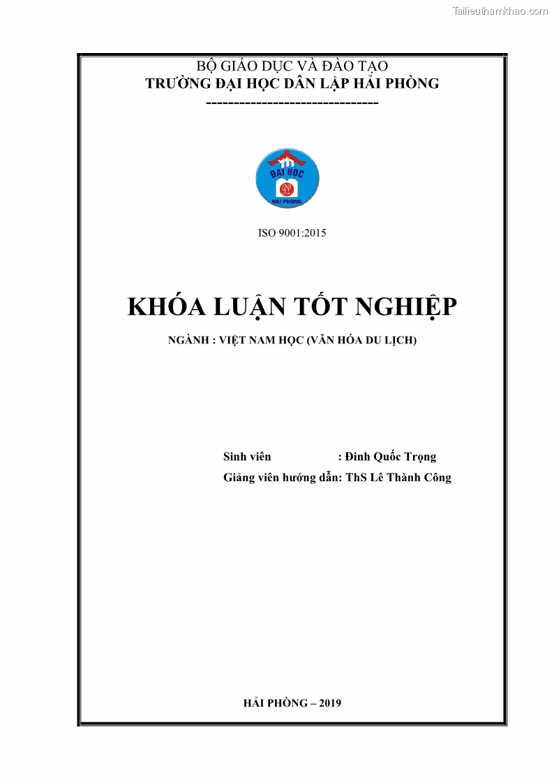 Khóa luận tốt nghiệp việt nam học Thực trạng kinh doanh du lịch và những giải pháp nhằm nâng cao chất lượng của hệ thống khách sạn, nhà nghỉ ở Cát Bà - 1 Trang 1