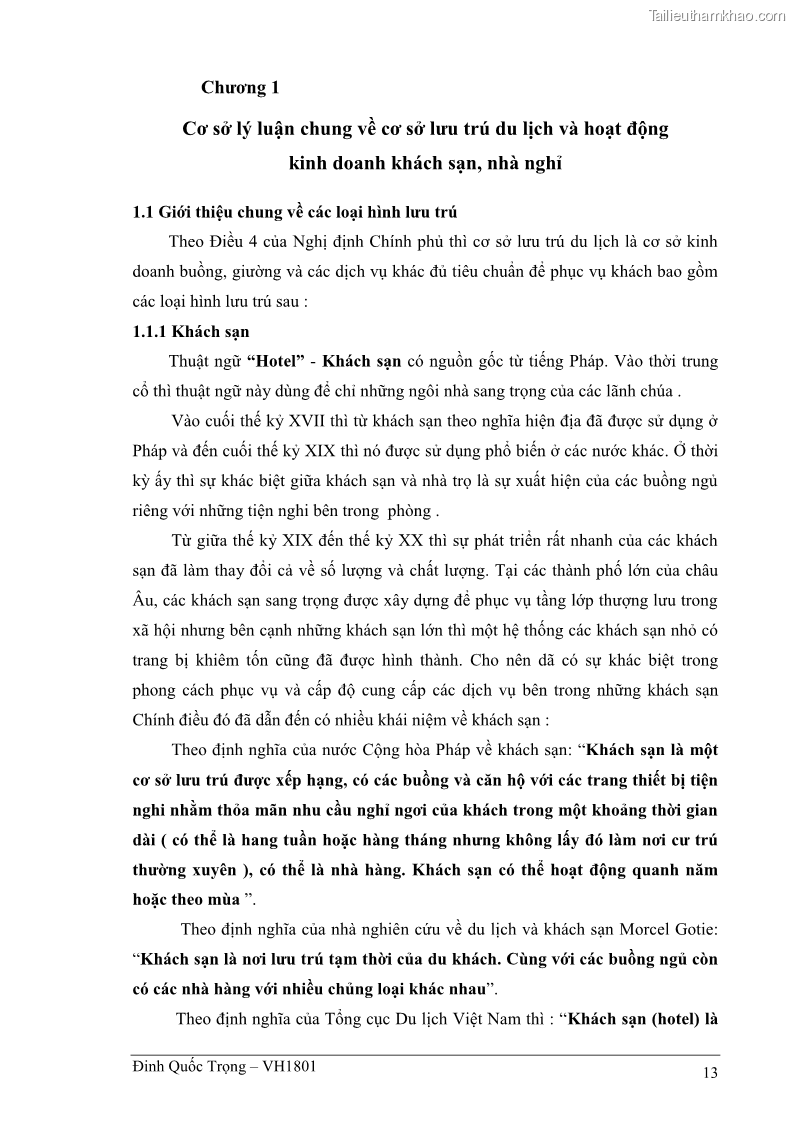 Khóa luận tốt nghiệp việt nam học Thực trạng kinh doanh du lịch và những giải pháp nhằm nâng cao chất lượng của hệ thống khách sạn, nhà nghỉ ở Cát Bà - 2 Trang 13
