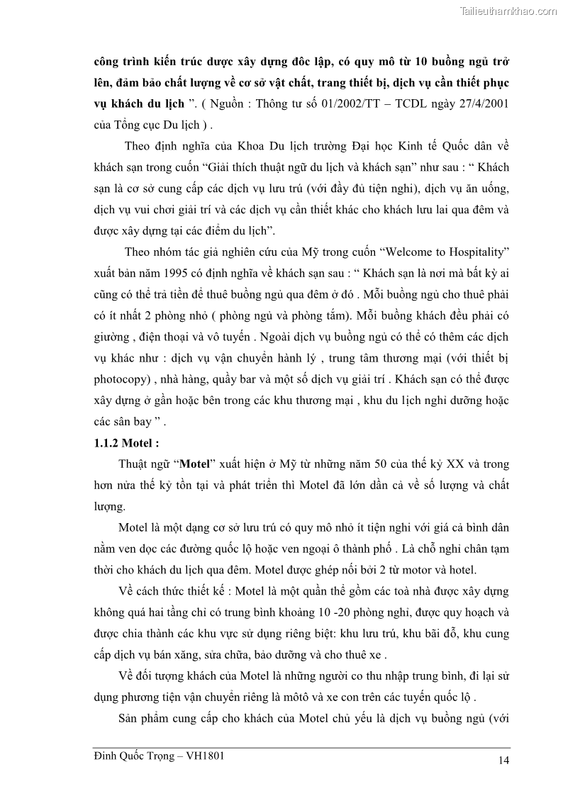Khóa luận tốt nghiệp việt nam học Thực trạng kinh doanh du lịch và những giải pháp nhằm nâng cao chất lượng của hệ thống khách sạn, nhà nghỉ ở Cát Bà - 2 Trang 14